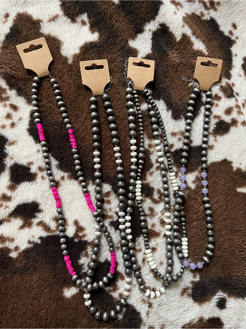 5 Beaded Multi-Accent - Pink, White & Lavender faux pearls